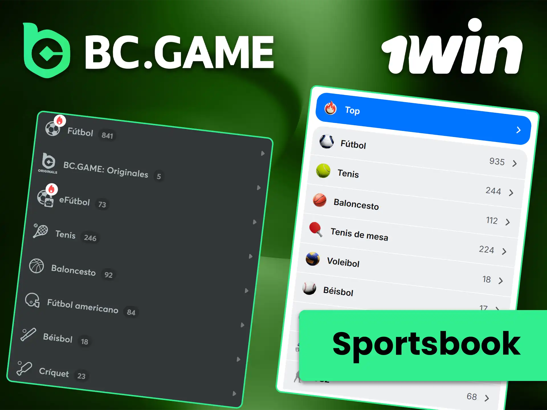 Compara las cuotas y las apuestas deportivas de BC Game y 1win.