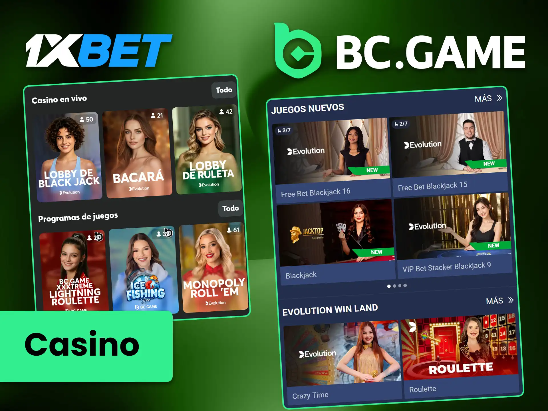 Descubre la variedad de proveedores de BC Game y Betsson.