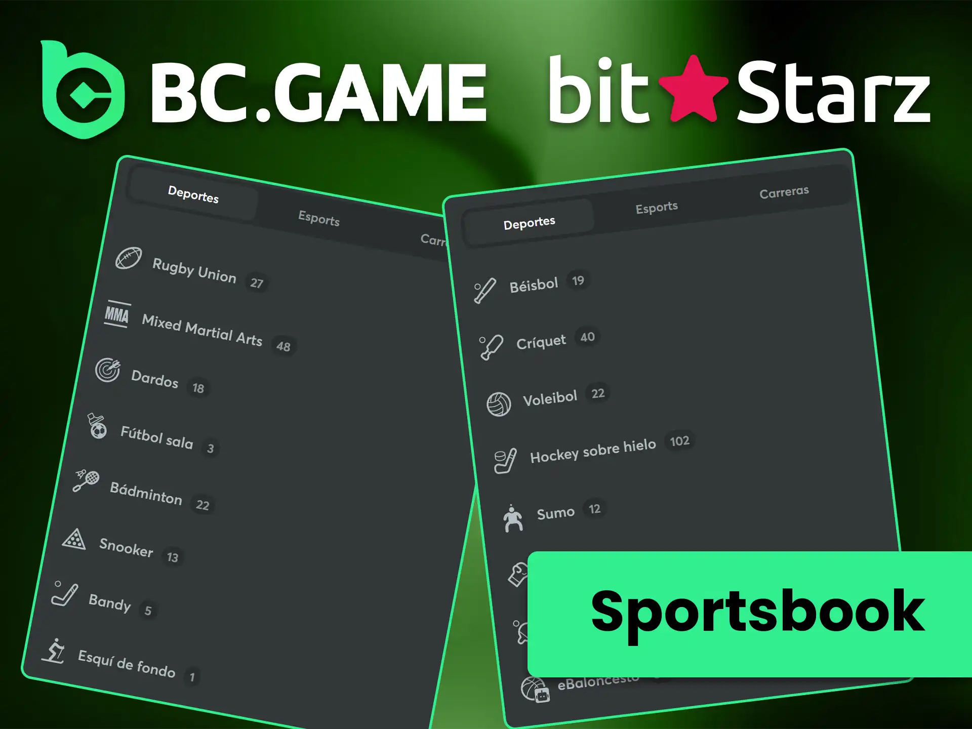 Elige la plataforma que ofrezca la mejor selección de tipos de apuestas BC Game o Bitstarz.