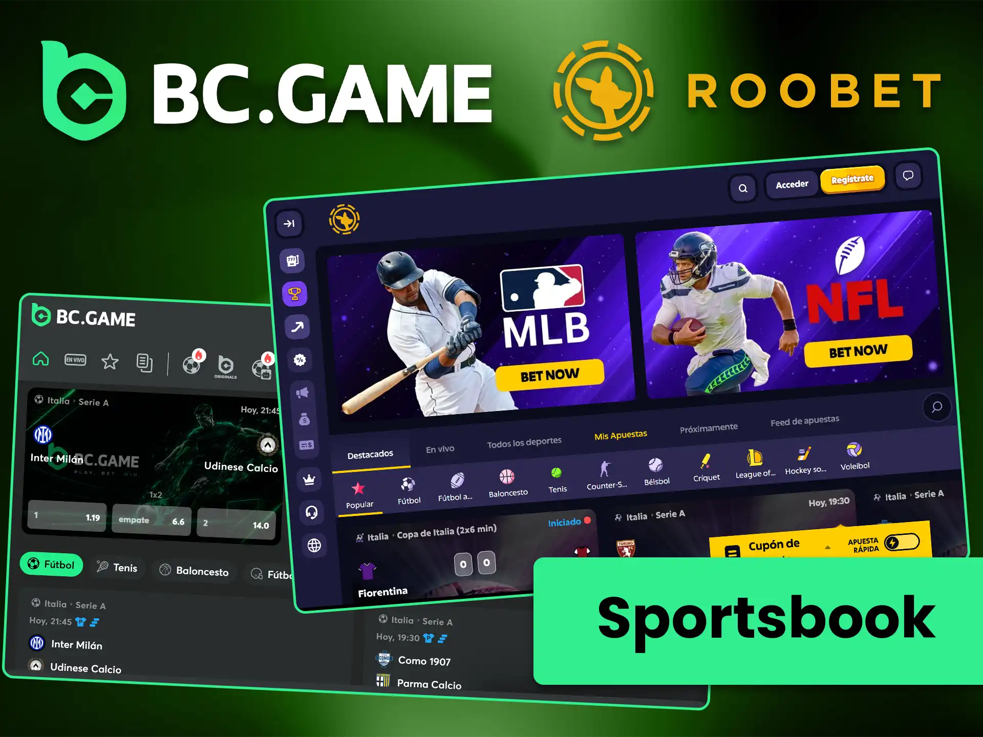 Echa un vistazo a los deportes disponibles para apostar en BC Game y Roobet.