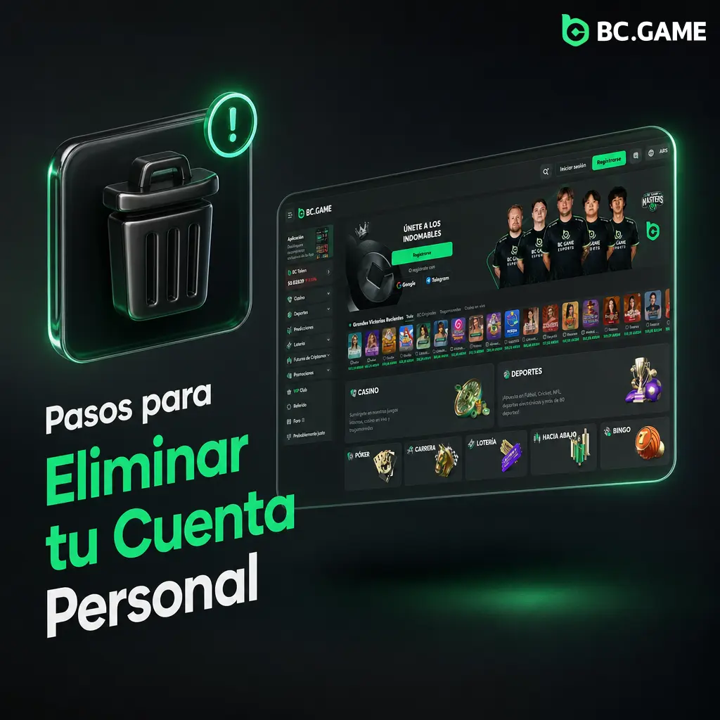 Pasos para cerrar tu cuenta en BC.Game: configuración, motivo, verificación de identidad y confirmación final.