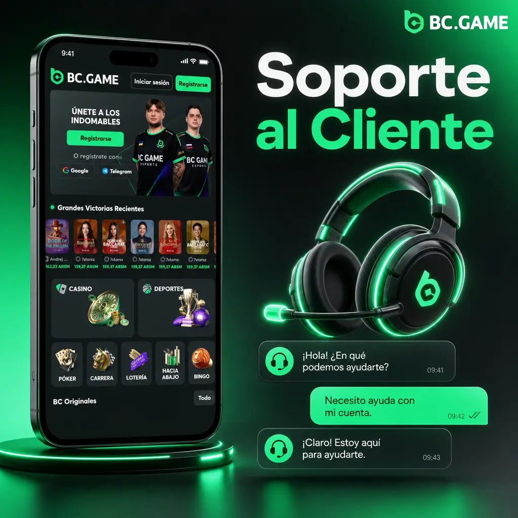 Soporte al cliente de BC.Game: chat 24/7, correo, Telegram en español y centro de ayuda para consultas de pagos