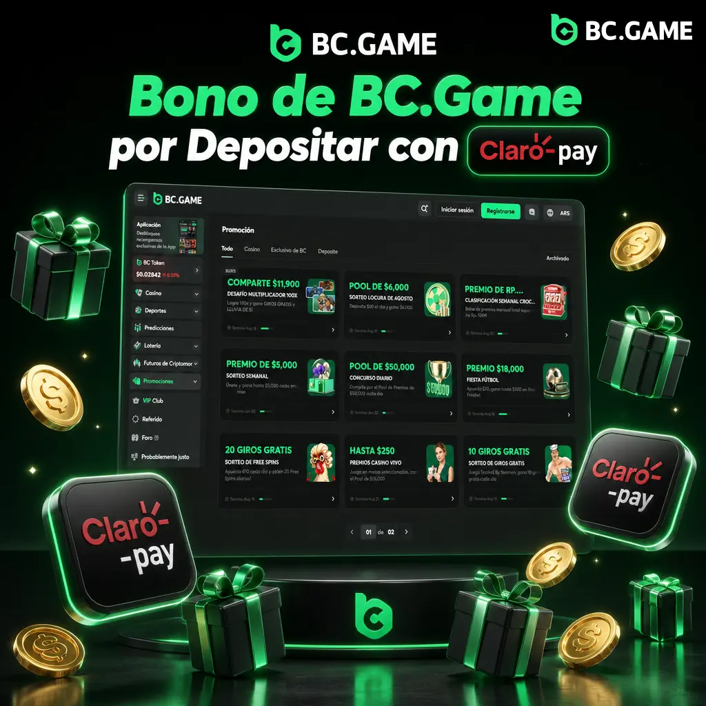 Bono de BC.Game del 1080% por depositar con Claro Pay, más giros gratis, en cuatro depósitos escalonados