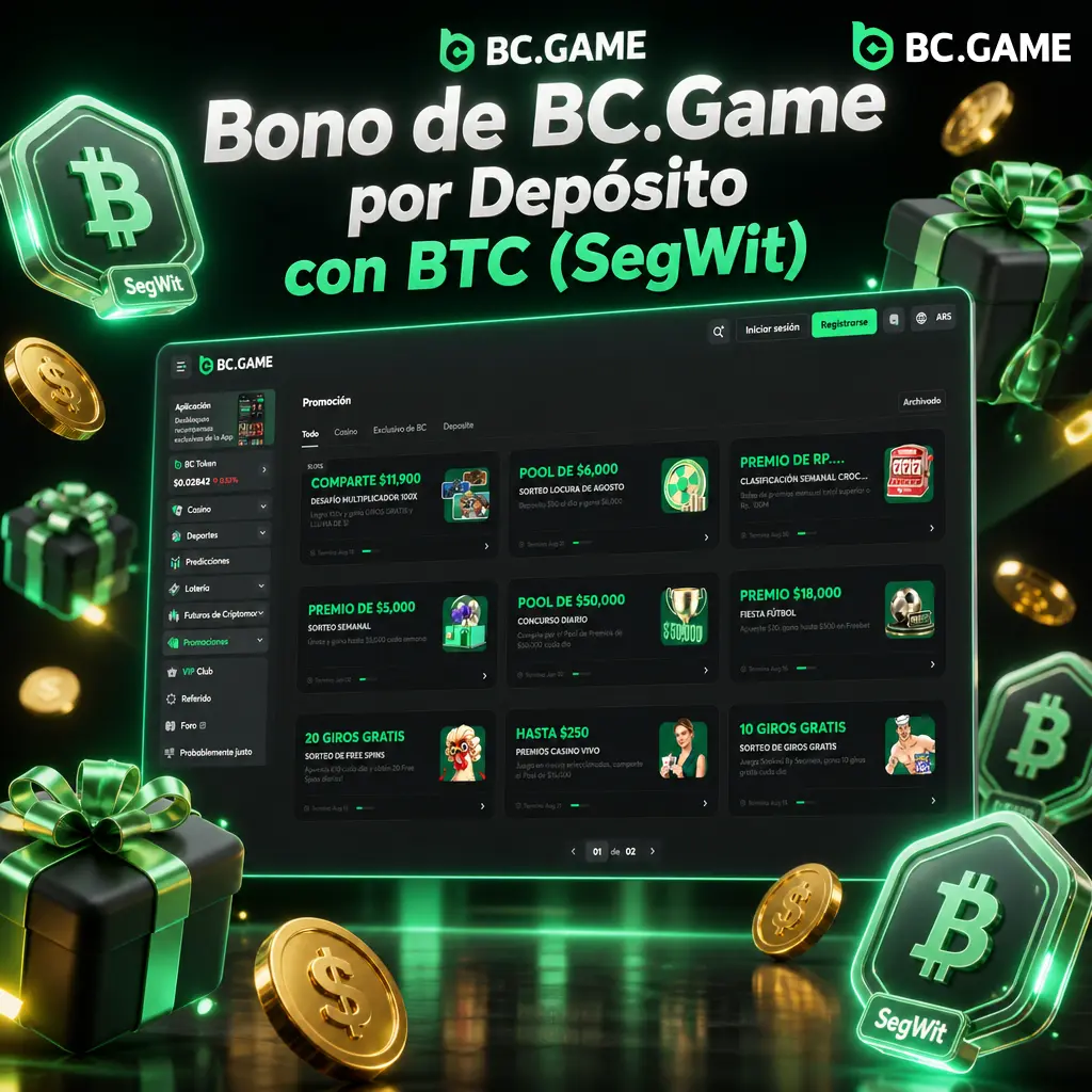 Bono de bienvenida BC.Game hasta 1080% en depósitos con BTC SegWit, rollover x40 en 7 días