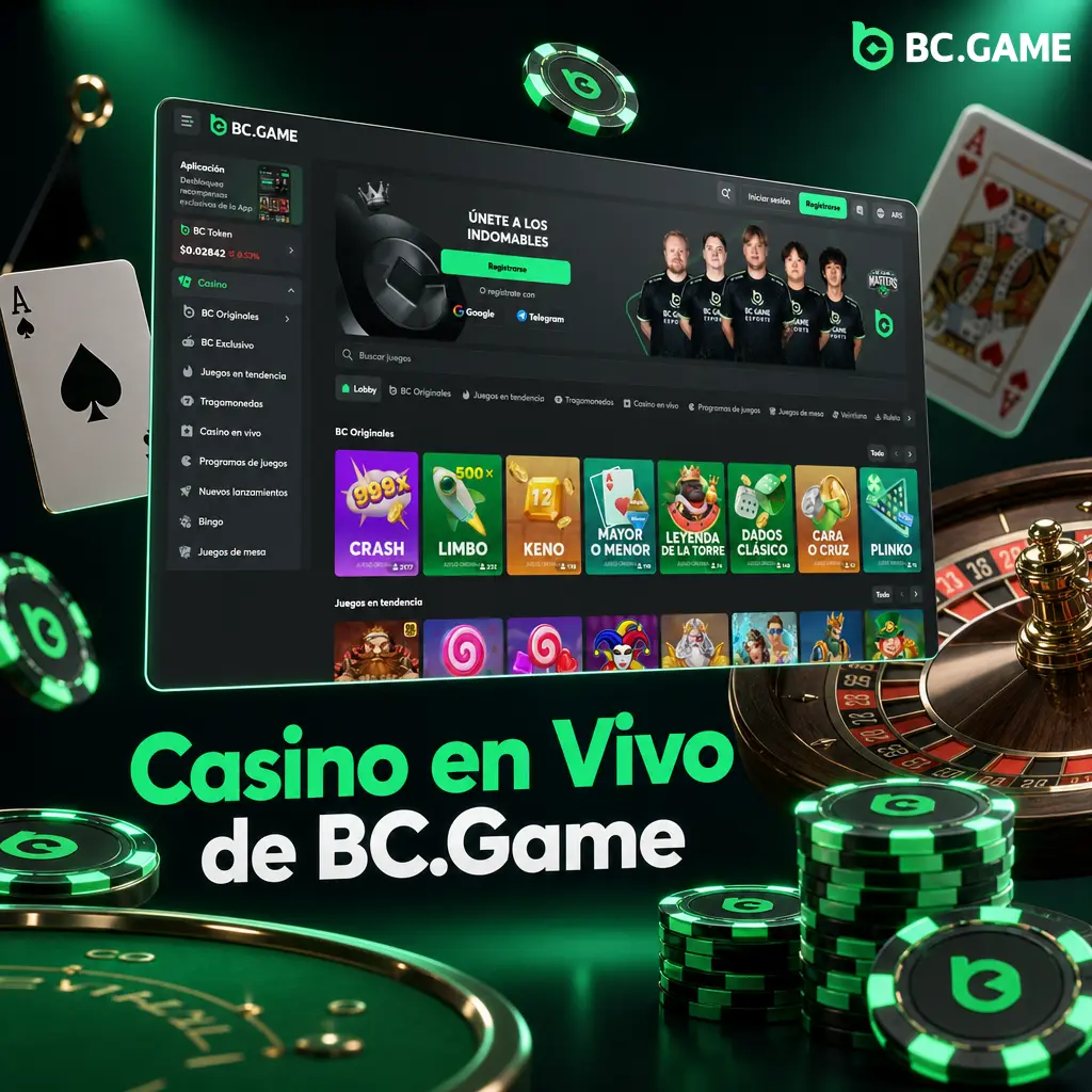 Mesa de casino en vivo de BC.Game con dealer real, ruleta y cartas transmitidas desde Evolution Gaming.