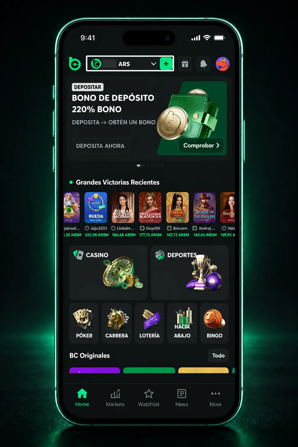 Captura del proceso para depositar USDT (TRC20) en BC.Game en pocos minutos