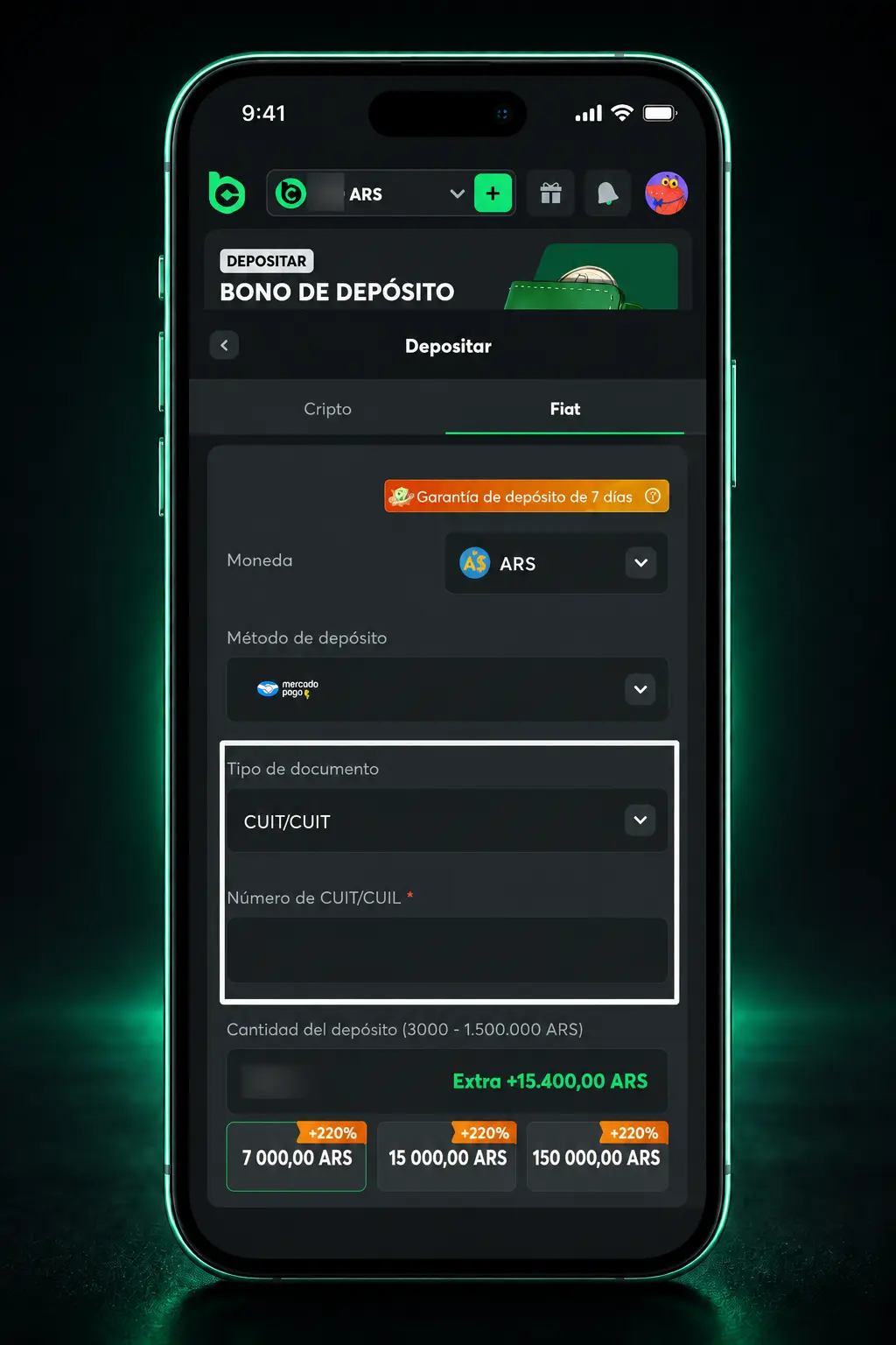 Captura de pantalla mostrando cómo depositar con USDT (TRC20) en BC.Game paso a paso
