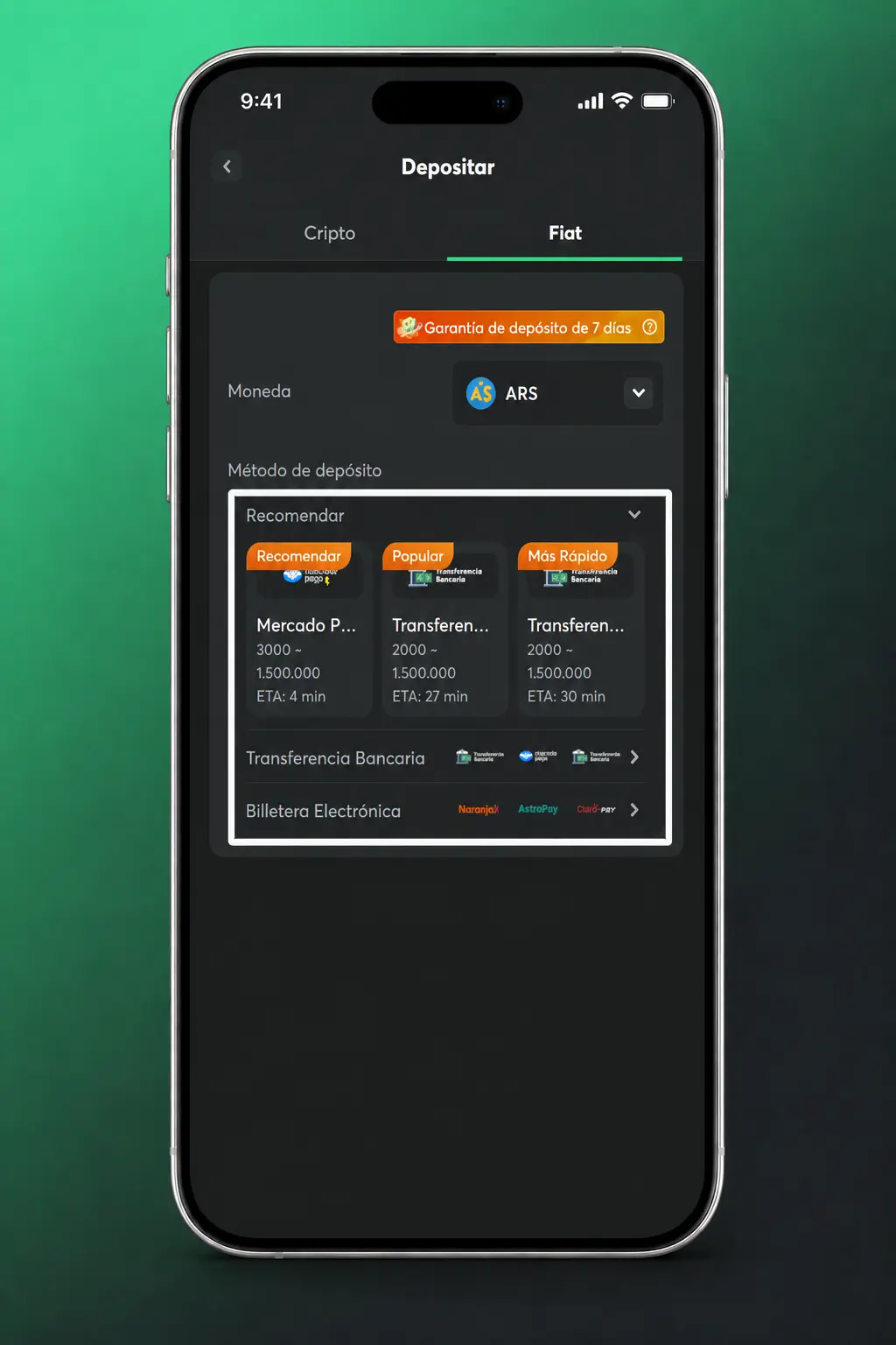 Pasos para depositar en BC.Game desde Argentina usando Mercado Pago, AstroPay, Naranja X u otros métodos disponibles.