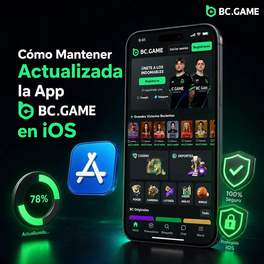 Captura de pantalla mostrando cómo actualizar la app PWA de BC.Game en iOS mediante Safari para evitar datos desactualizados.
