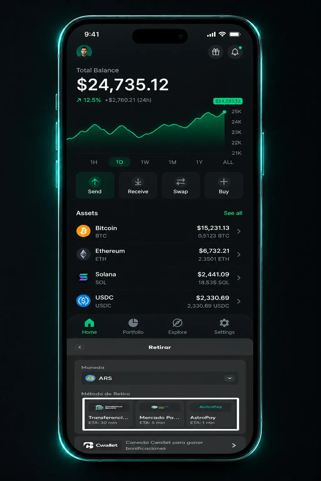Pasos para retirar ganancias por Mercado Pago desde BC.Game: verificación KYC, monto mínimo ARS 3.000 y acreditación en 24 horas.