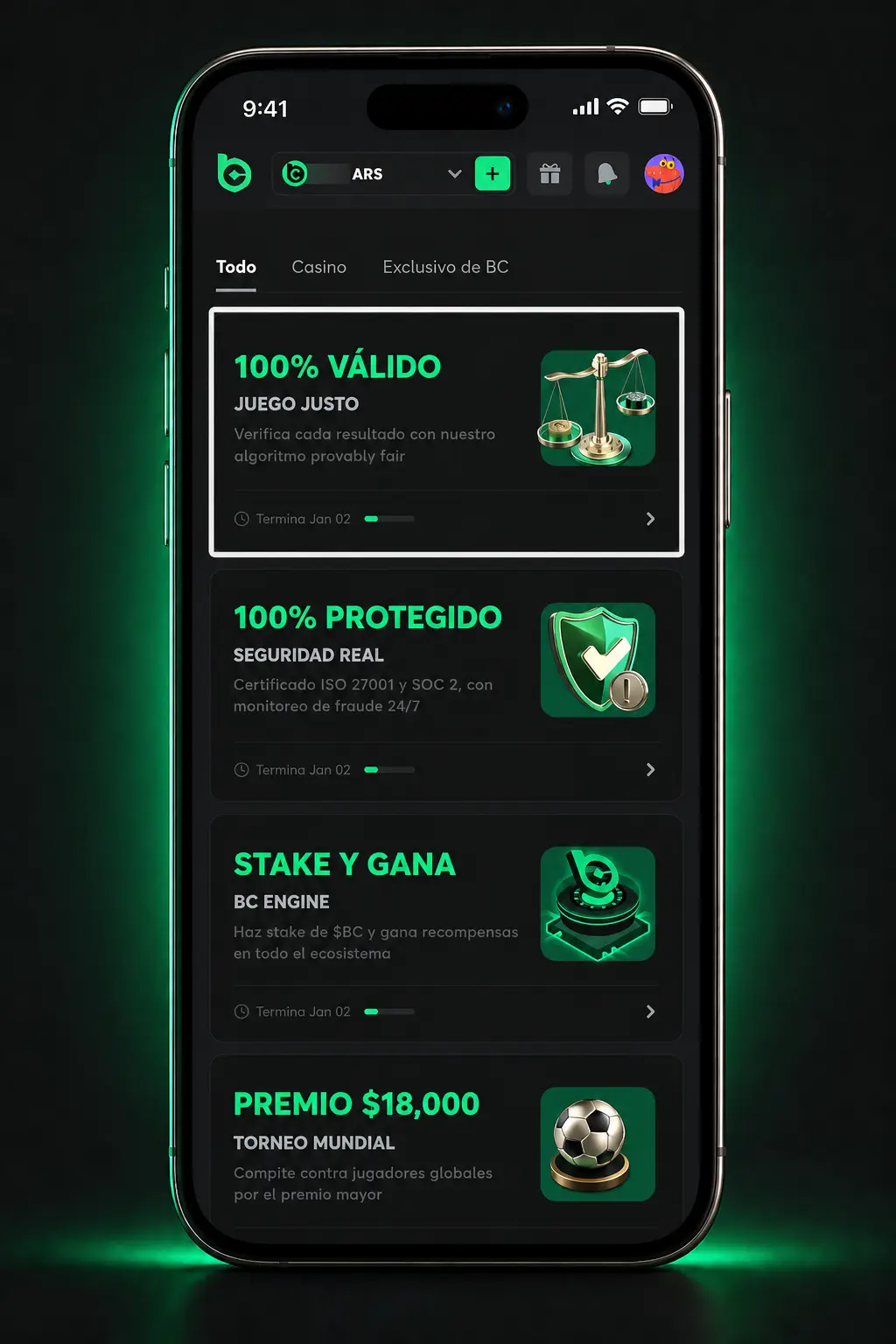 Guía paso a paso para activar bonos de BC.Game en Argentina: registro, carga de saldo y código promocional.