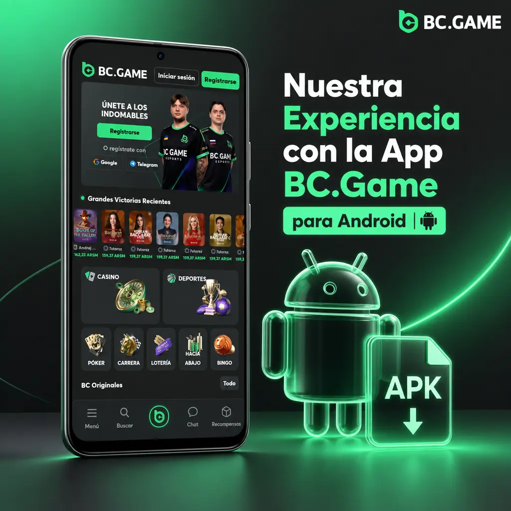 Prueba de la app BC.Game para Android: descarga APK, requisitos mínimos y rendimiento en smartphones populares de Argentina.