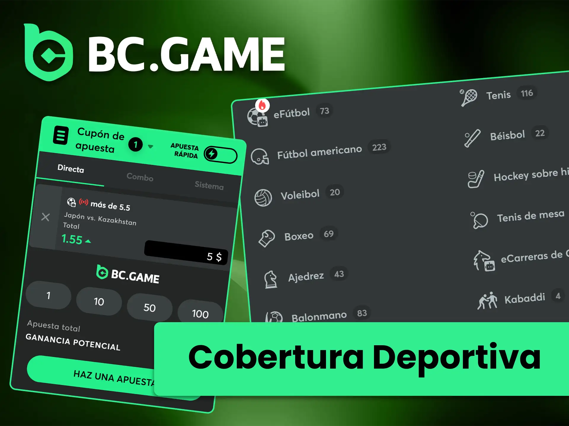 En BC Game se pueden realizar apuestas deportivas con cuotas elevadas.