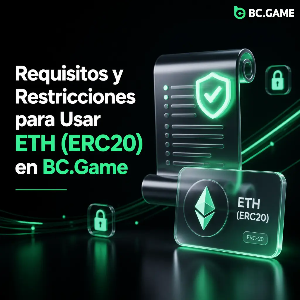 Requisitos y restricciones para usar ETH (ERC20) en BC.Game: KYC, titularidad de wallet y cumplimiento de rollover antes de retirar.