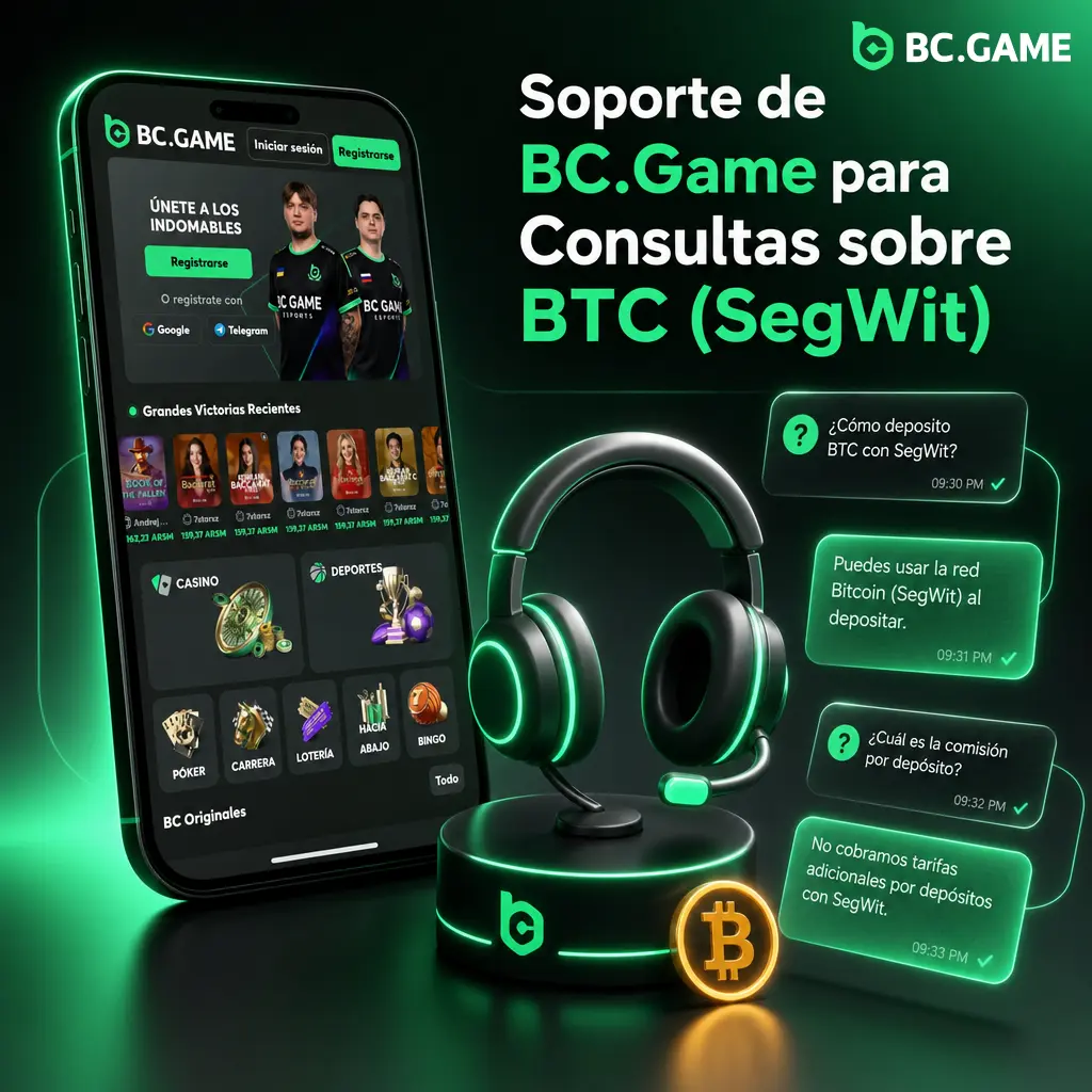 Soporte de BC.Game 24/7 para consultas sobre BTC SegWit: chat en vivo, correo, Telegram y centro de ayuda.