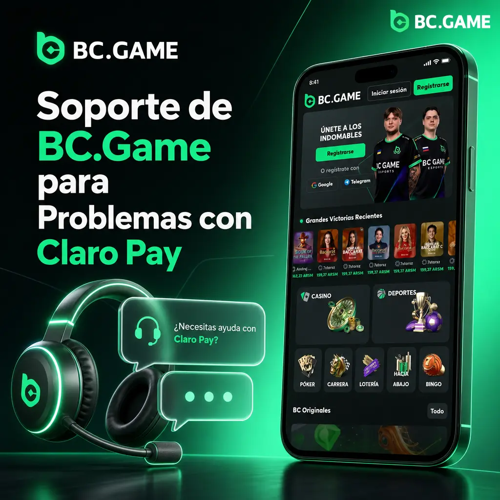 Soporte 24/7 de BC.Game para problemas con depósitos o retiros vía Claro Pay: chat en vivo, correo y Telegram