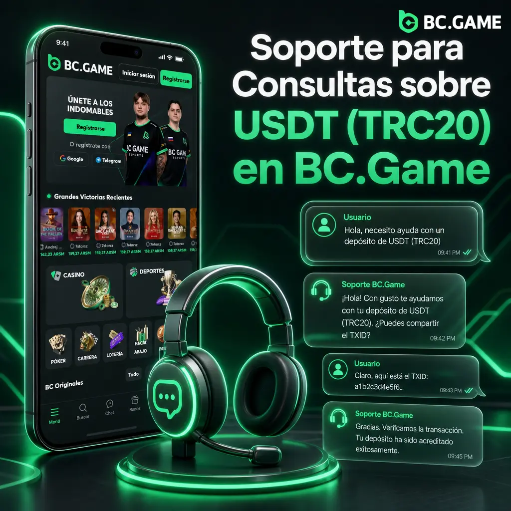 Soporte 24/7 de BC.Game para consultas sobre depósitos y retiros de USDT (TRC20)